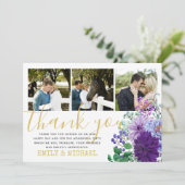 Rustieke FOTODANKKAARTEN Blauwe Bloemen Bedankkaart (Staand voorkant)