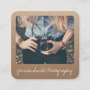 Rustieke fotograaf foto kraft papier textuur vierkante visitekaartje