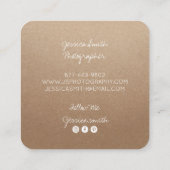 Rustieke fotograaf foto kraft papier textuur vierkante visitekaartje (Achterkant)