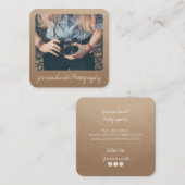 Rustieke fotograaf foto kraft papier textuur vierkante visitekaartje (Voorkant / Achterkant)