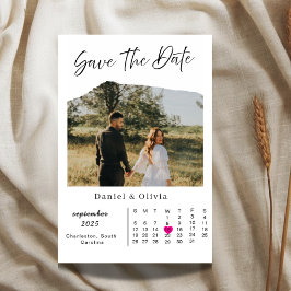 Rustieke fotokalender save the date kaart