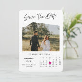 Rustieke fotokalender save the date kaart (Staand voorkant)