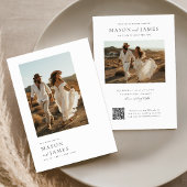 Rustieke fotoscript QR code minimalistische bruilo Kaart