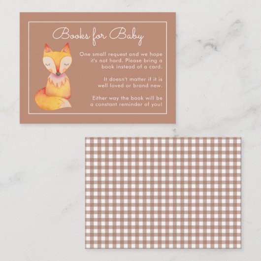Rustieke Fox Baby shower Boek Verzoek invoegen Kaa Informatiekaartje (Voorkant / Achterkant)