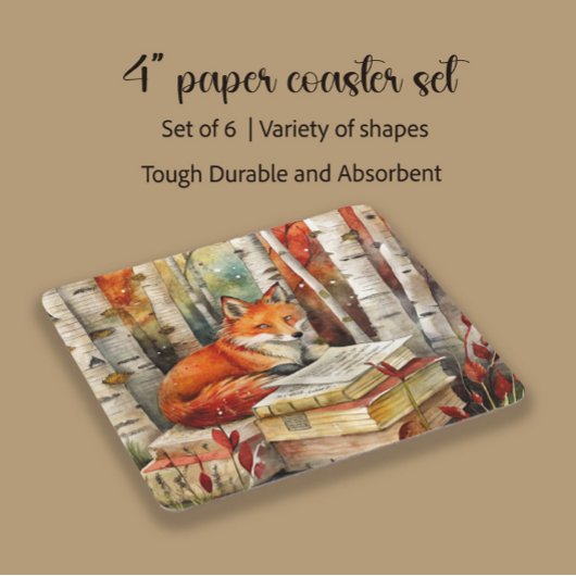 Rustieke  Fox Books Woodland Autumn Party Kartonnen Onderzetters