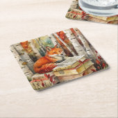 Rustieke  Fox Books Woodland Autumn Party Kartonnen Onderzetters (Schuin)