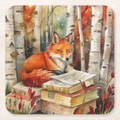 Rustieke  Fox Books Woodland Autumn Party Kartonnen Onderzetters (Voorkant)