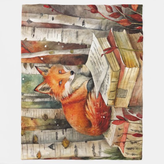 Rustieke  Fox Books Woodland Herfst Herfst Fleece Deken (Voorkant)