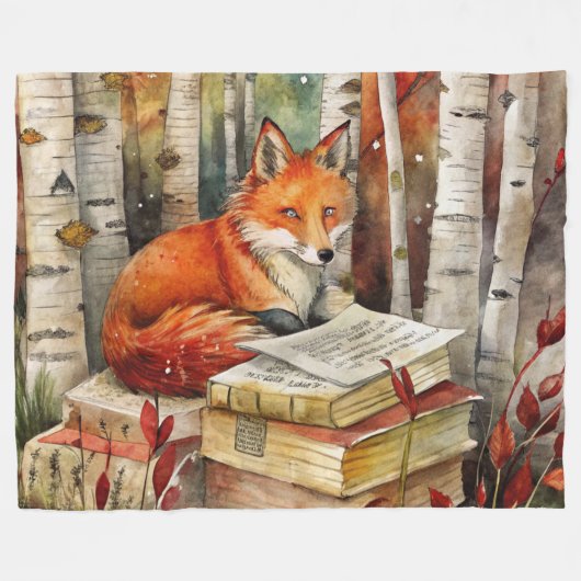 Rustieke  Fox Books Woodland Herfst Herfst Fleece Deken (Voorkant (Horizontaal))