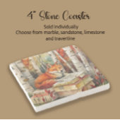 Rustieke Fox Books Woodland Herfst Herfst Stenen Onderzetter