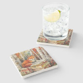 Rustieke  Fox Books Woodland Herfst Herfst Stenen Onderzetter (Zijkant)