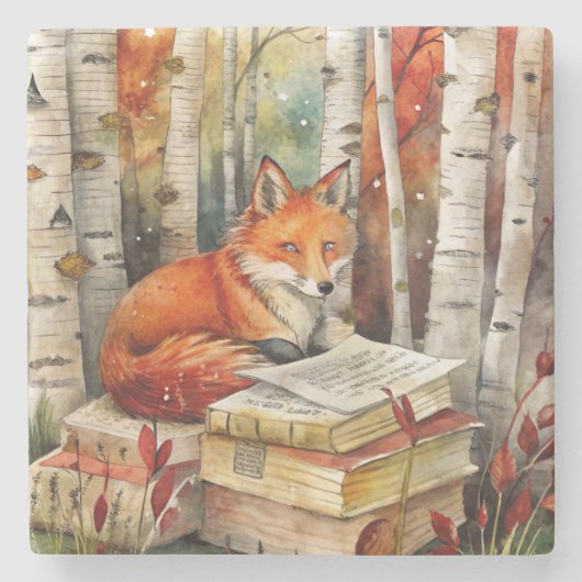 Rustieke  Fox Books Woodland Herfst Herfst Stenen Onderzetter (Voorkant)
