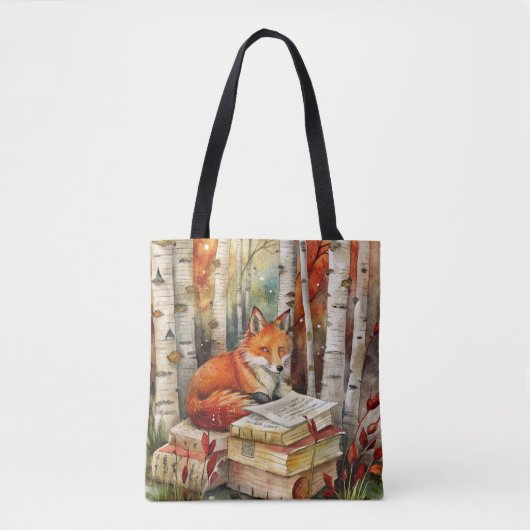 Rustieke  Fox Books Woodland Herfst Herfst Tote Bag (Voorkant)