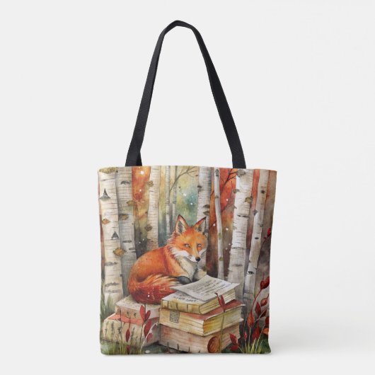 Rustieke Fox Books Woodland Herfst Herfst Tote Bag (Achterkant)