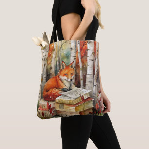 Rustieke  Fox Books Woodland Herfst Herfst Tote Bag