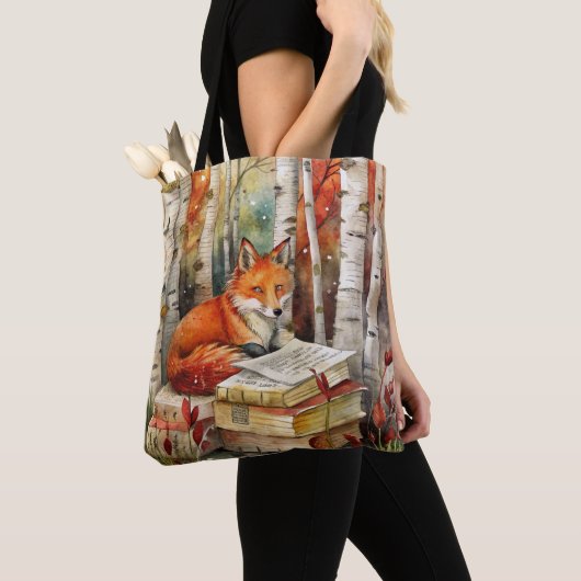 Rustieke Fox Books Woodland Herfst Herfst Tote Bag (Dichtbij)