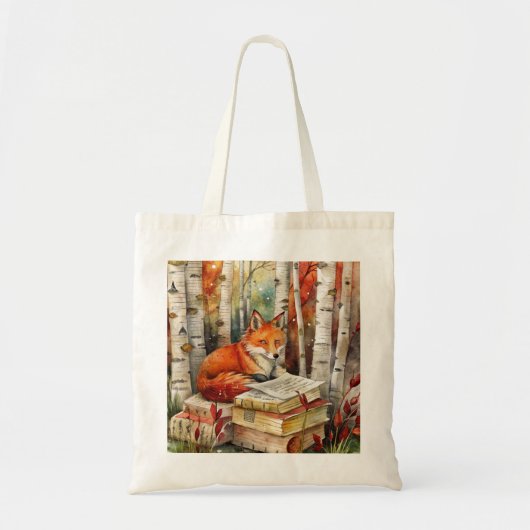 Rustieke  Fox Books Woodland Herfst Herfst Tote Bag (Voorkant)