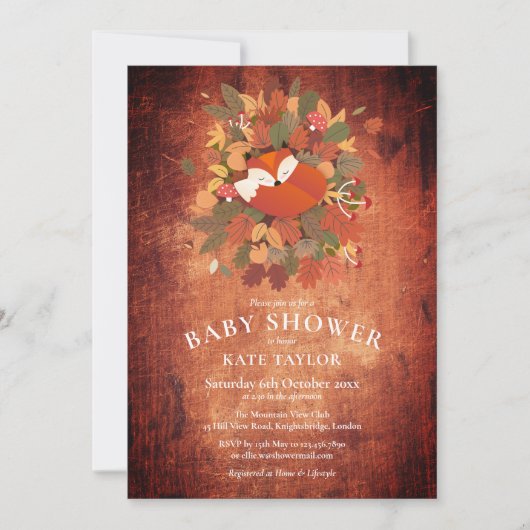 Rustieke Fox Cub Woodland Baby shower Kaart (Voorkant)