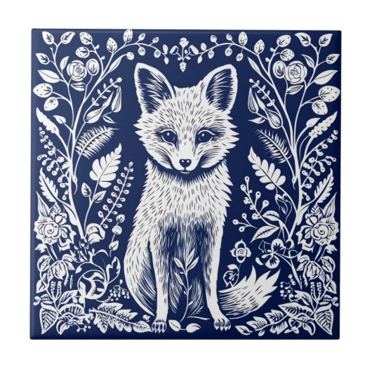 Rustieke Fox keramiek Tegeltje (Voorkant)