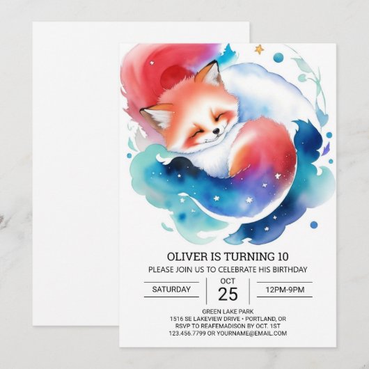 Rustieke Fox Kids Verjaardag Fiesta Kaart (Voorkant / Achterkant)