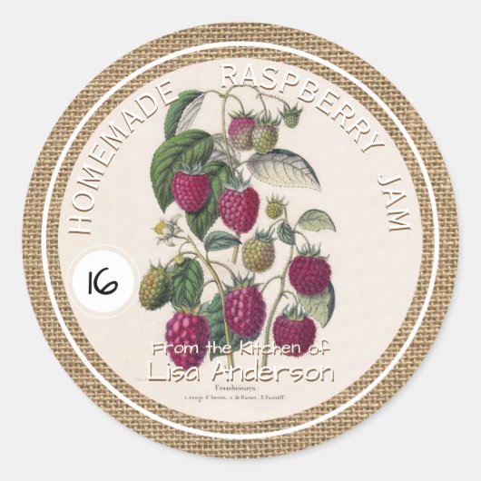  rustieke framboos jam aangepaste Sticker Label (Voorkant)