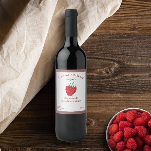 Rustieke Framboos Wijnfles Label Sticker