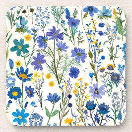 Rustieke Franse Blauwe Tuin Wildflowers Bier Onderzetter