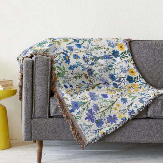 Rustieke Franse Blauwe Tuin Wildflowers Deken