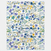 Rustieke Franse Blauwe Tuin Wildflowers Fleece Deken (Voorkant)