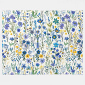 Rustieke Franse Blauwe Tuin Wildflowers Fleece Deken (Voorkant (Horizontaal))