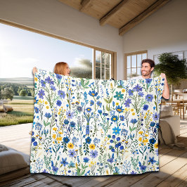 Rustieke Franse Blauwe Tuin Wildflowers Fleece Deken