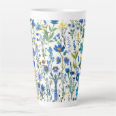 Rustieke Franse Blauwe Tuin Wildflowers Latte Mok (Voorkant)