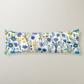Rustieke Franse Blauwe Tuin Wildflowers Lichaamskussen (Voorkant)