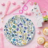 Rustieke Franse Blauwe Tuin Wildflowers Papieren Bordje (Feest)