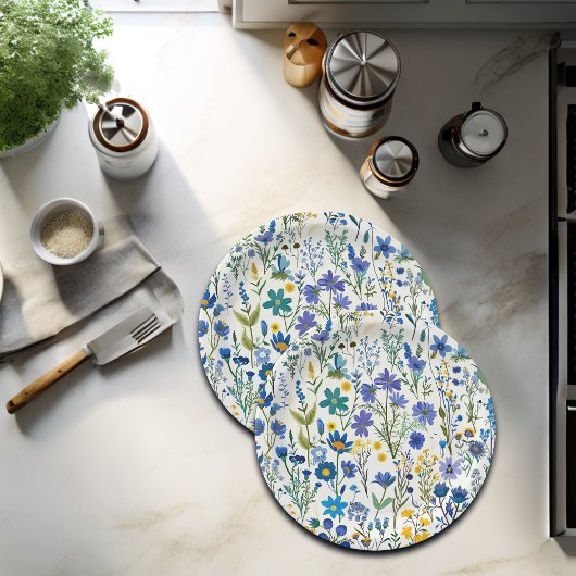 Rustieke Franse Blauwe Tuin Wildflowers Papieren Bordje