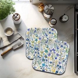 Rustieke Franse Blauwe Tuin Wildflowers Papieren Bordje