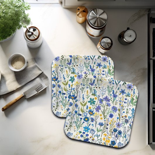 Rustieke Franse Blauwe Tuin Wildflowers Papieren Bordje