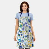 Rustieke Franse Blauwe Tuin Wildflowers Schort (Gedragen)