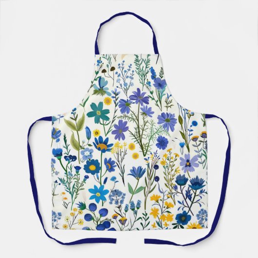 Rustieke Franse Blauwe Tuin Wildflowers Schort (Voorkant)