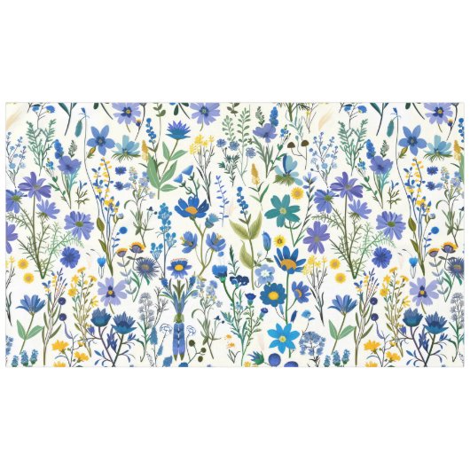 Rustieke Franse Blauwe Tuin Wildflowers Tafelkleed (Voorkant (Horizontaal))
