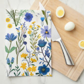 Rustieke Franse Blauwe Tuin Wildflowers Theedoek (Quarter Fold)