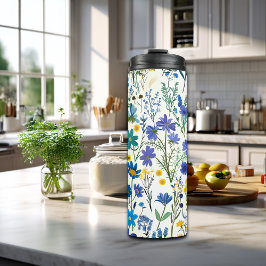 Rustieke Franse Blauwe Tuin Wildflowers Thermosbeker
