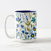 Rustieke Franse Blauwe Tuin Wildflowers Tweekleurige Koffiemok (Links)