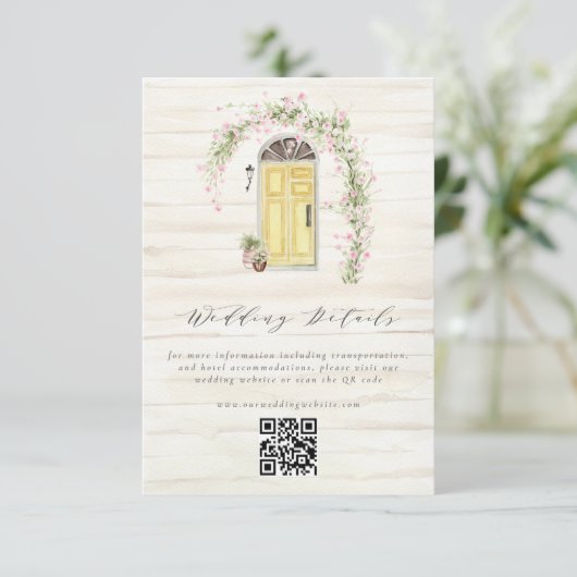 Rustieke Franse bloementuin bruiloft details Informatiekaartje (Staand voorkant)