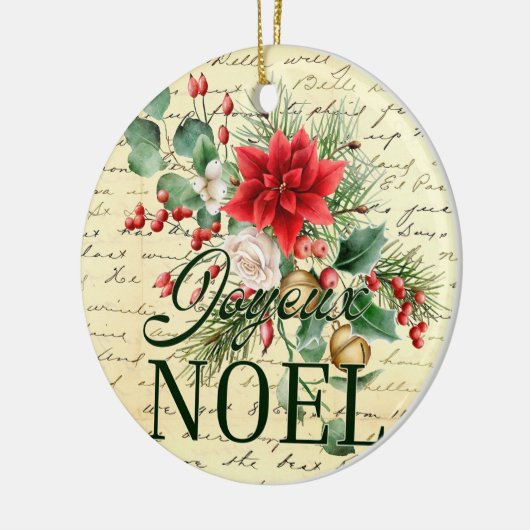 rustieke franse joyeux noel keramisch ornament (Links)