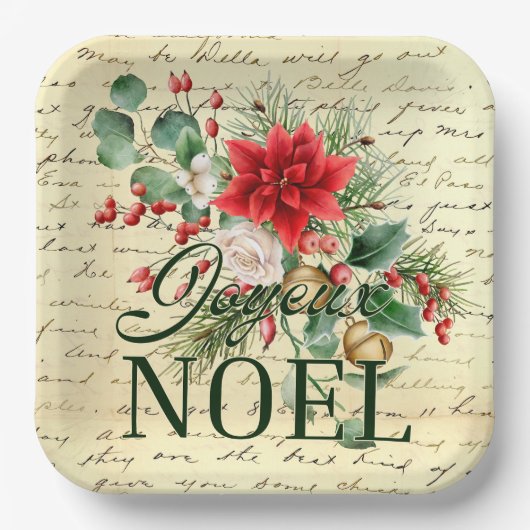 rustieke franse joyeux noel papieren bordje (Voorkant)