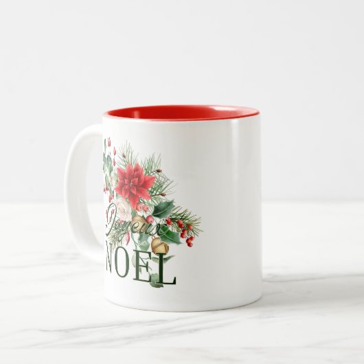 rustieke franse joyeux noel tweekleurige koffiemok (Voorkant links)