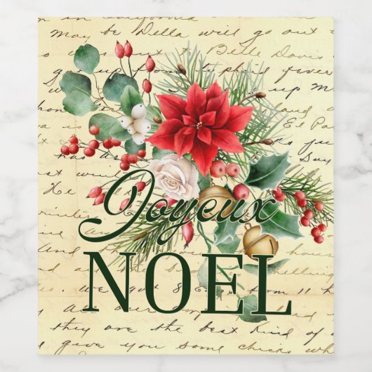  rustieke franse joyeux noel wijn etiket (Enkel label)