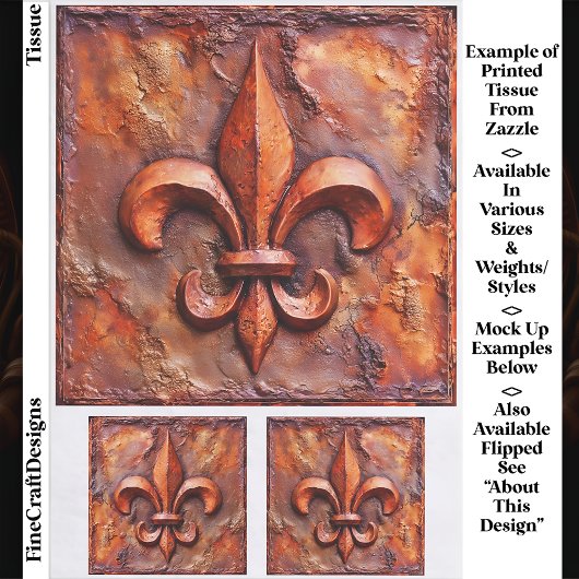 Rustieke Franse Klassieker Fleur de Lis EH3R Decou Tissuepapier