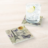 rustieke Franse landelijke scripts Parijs Eiffelto Glazen Onderzetter (Schuin)